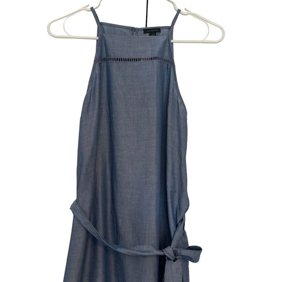 NWT Ann Taylor Chambray Dress Squared Halter neck Tied Waisted, Size 2 - Picture 3 of 9